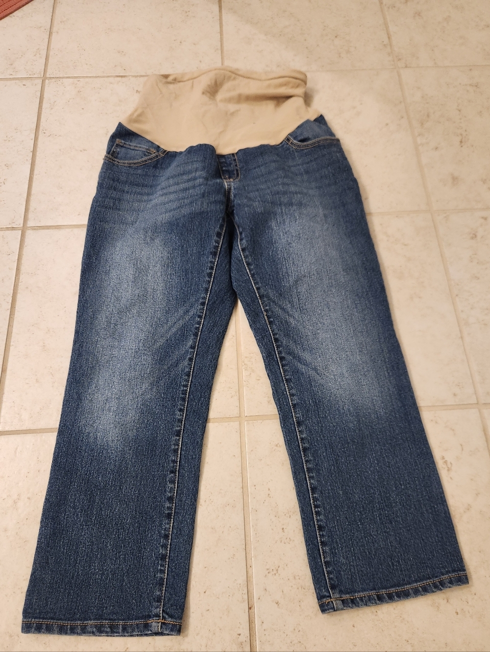 Oh Baby Motherhood Blue Jean Capris Size M #M1368